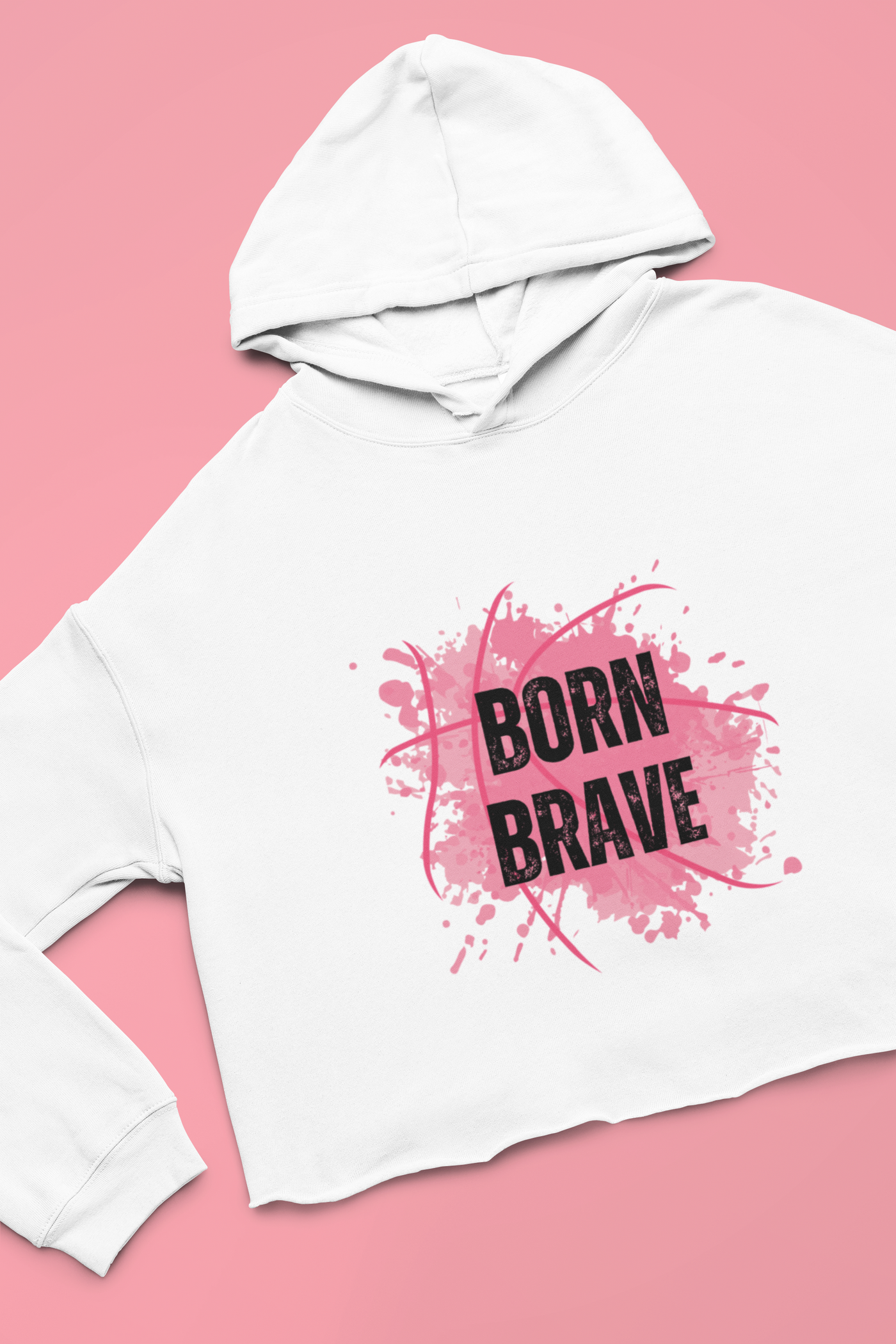 Get trendy with Crop Hoodie - Born Brave -  available at SWCH Store. Grab yours for £42 today!