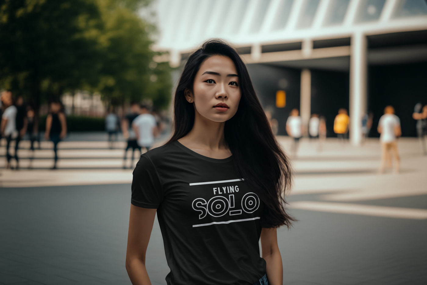 Get trendy with Women's fitted eco tee - Flying Solo -  available at SWCH Store. Grab yours for £30 today!