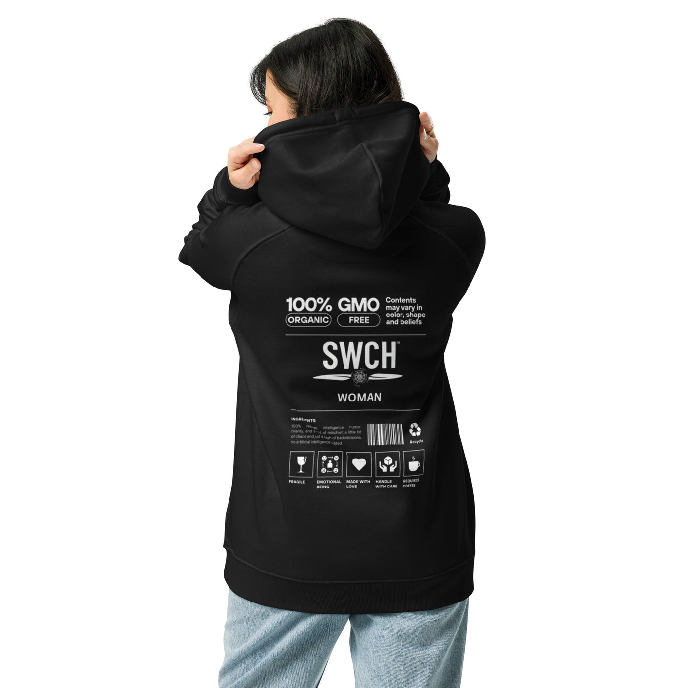 Get trendy with Unisex eco raglan SWCH Woman hoodie -  available at SWCH Store. Grab yours for £42 today!