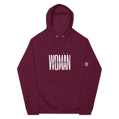 Get trendy with Unisex eco raglan hoodie - Fearless Woman -  available at SWCH Store. Grab yours for £42 today!