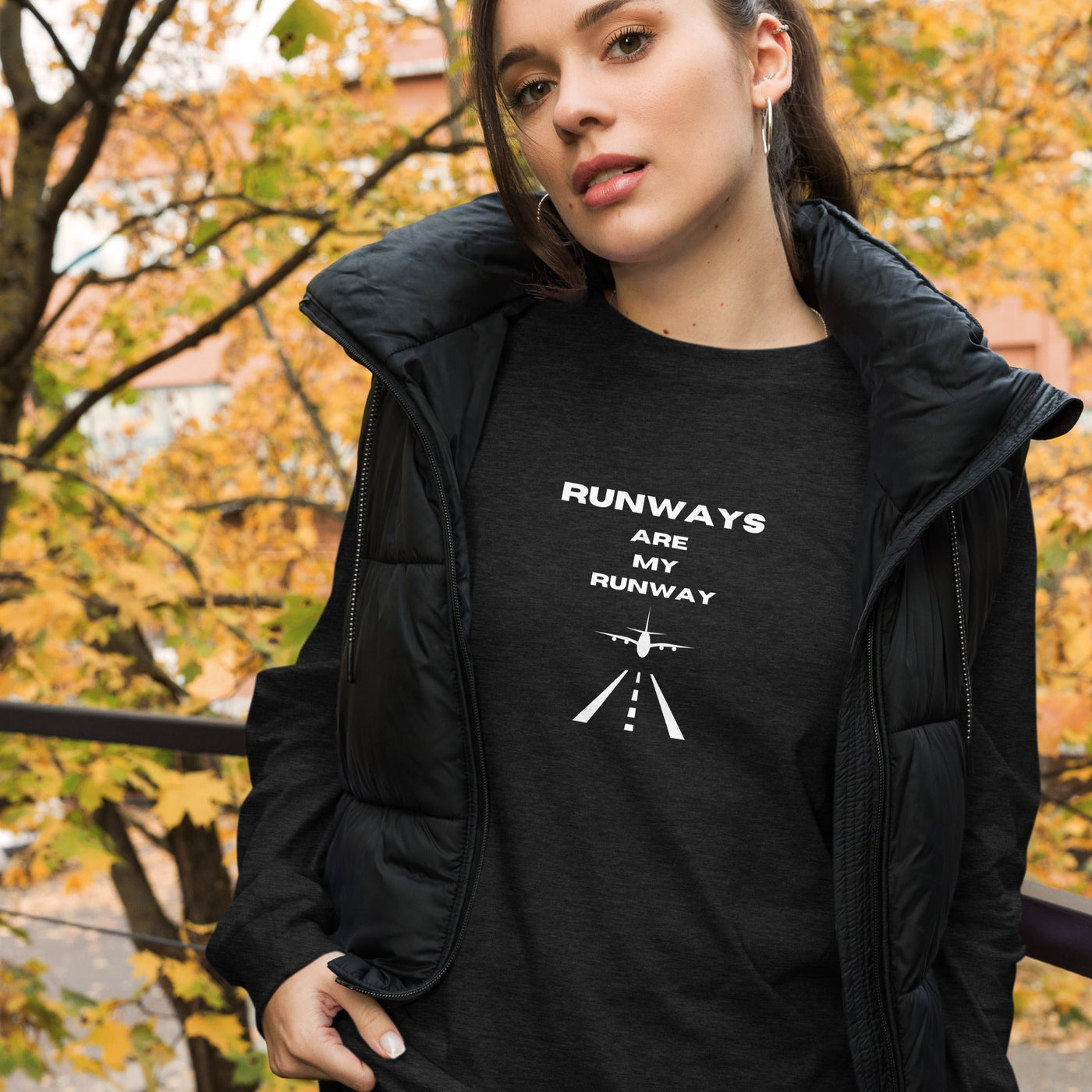 Get trendy with Unisex Long Sleeve Tee Runways are my Runway - Long-sleeve T-shirt available at SWCH Store. Grab yours for £25 today!