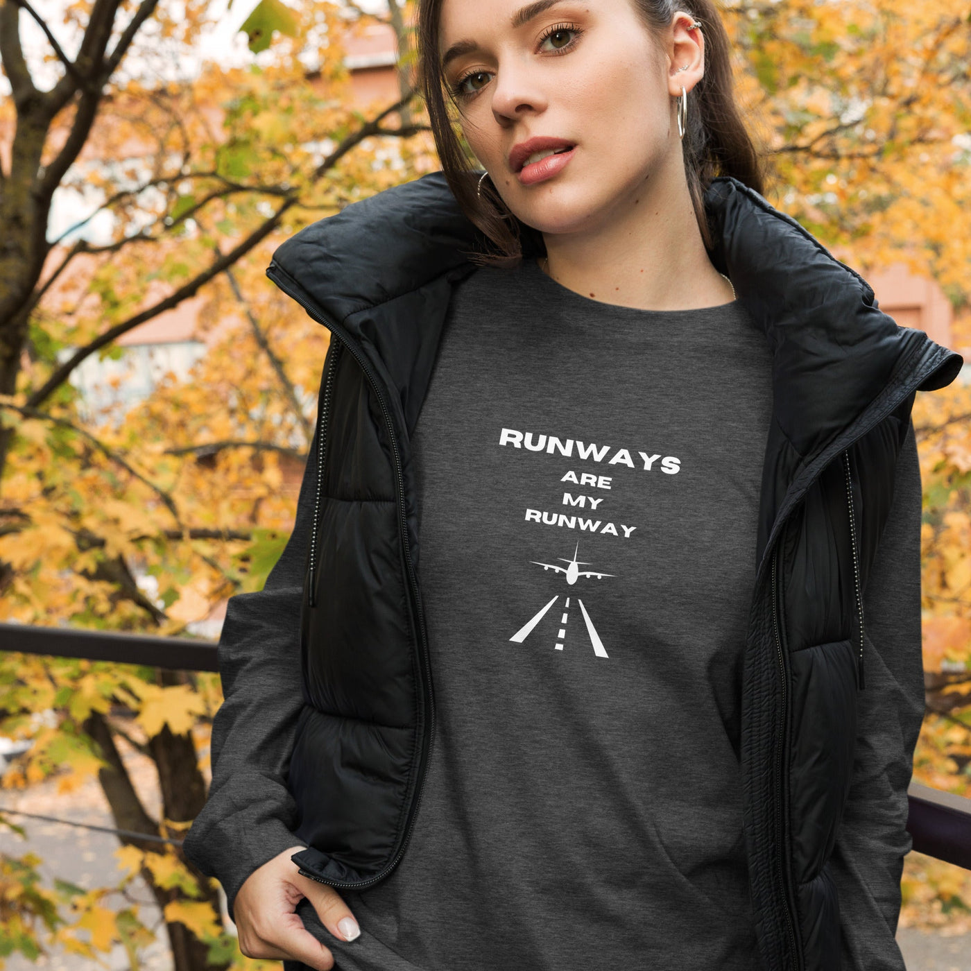 Get trendy with Unisex Long Sleeve Tee Runways are my Runway - Long-sleeve T-shirt available at SWCH Store. Grab yours for £25 today!