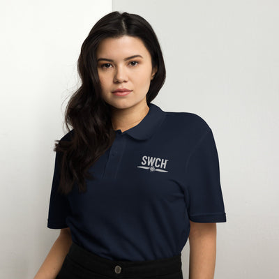 Get trendy with Unisex SWCH pique polo shirt -  available at SWCH Store. Grab yours for £30 today!