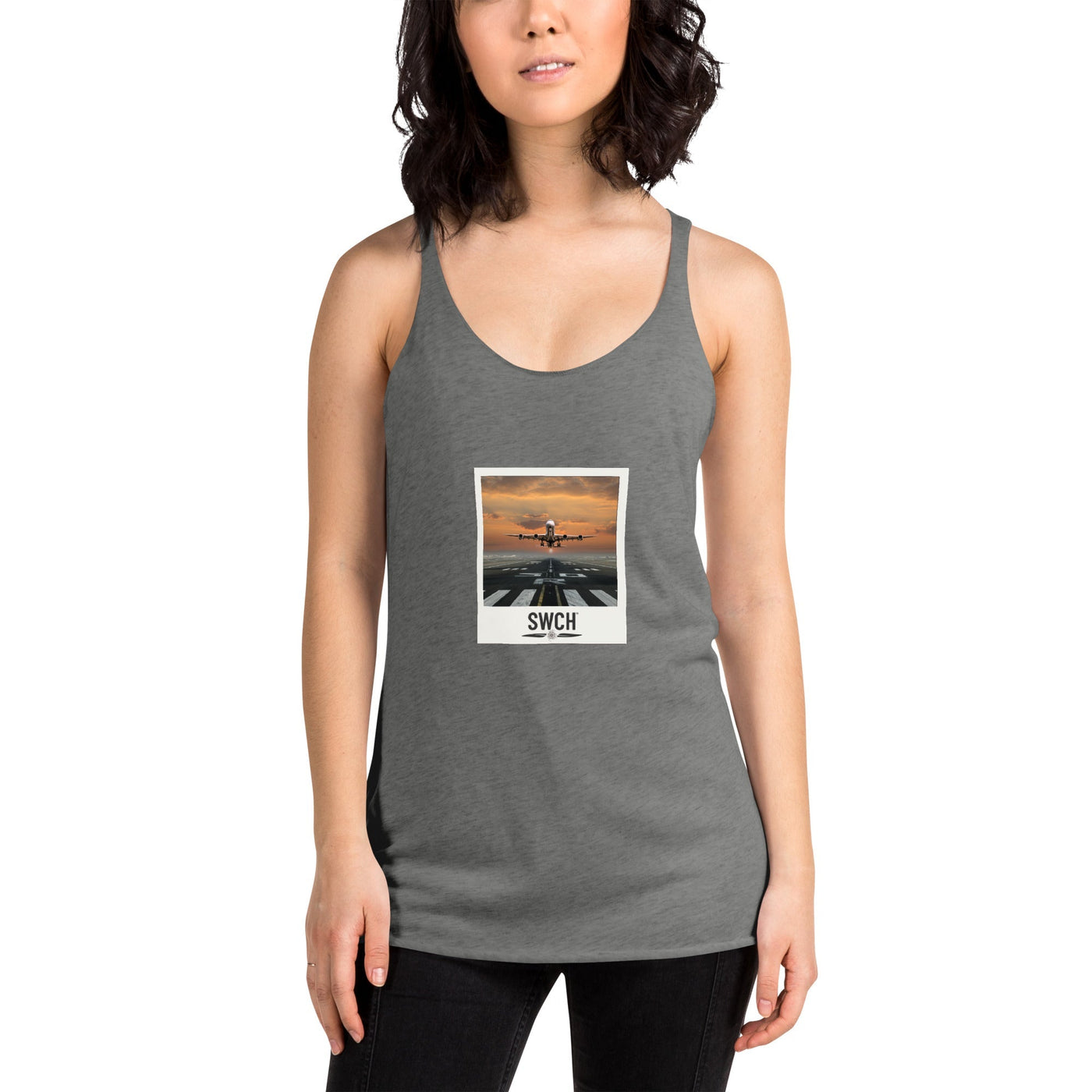 Get trendy with Women's Racerback Tank Jetplane -  available at SWCH Store. Grab yours for £18 today!